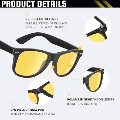 Image of FEIDUSUN Night Driving Glasses for Men Women-Anti Glare Polarized Night Vision Glasses with HD Yellow Lens