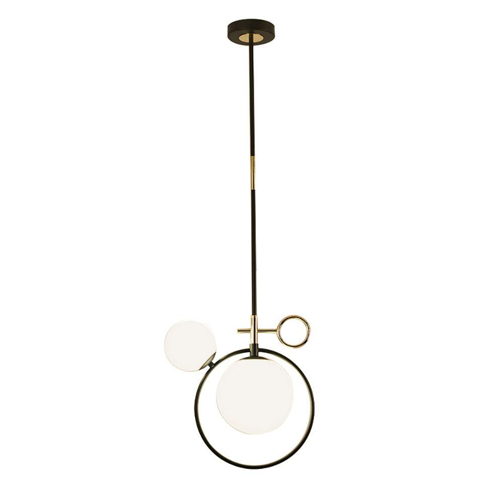 Lámpara araña moderna de cristal esmerilado y titanio con diseño elegante de doble globo