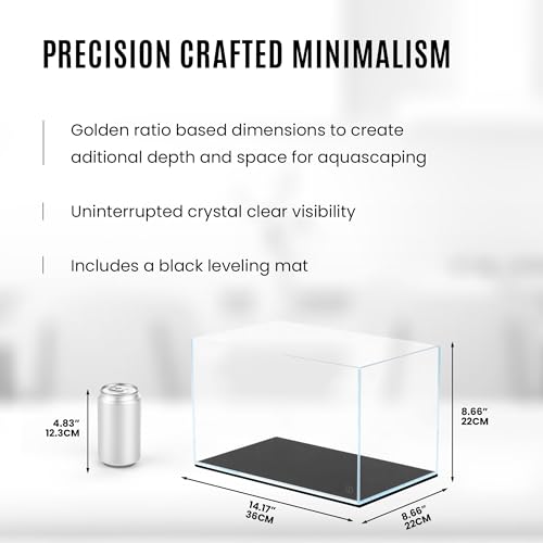 Image of Ultum Nature Systems Ultra Clear Rimless Nano Aquarium - Low Iron Glass Fish Tank with 45 Mitered Edges, 5mm-12mm Thick, Leveling Mat Included (5N, 5 Gallon)