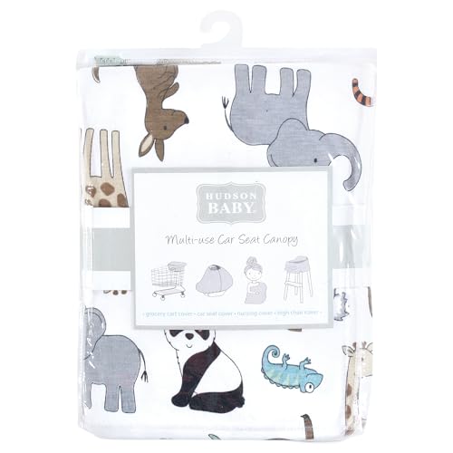 Image of Hudson Baby Unisex Baby Multi-use Car Seat Canopy, Zoo Animals, One Size