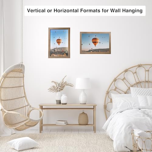 Image of JCJMY 9x12 Picture Frame Rustic Brown for Wall Hanging, Wall Mounting Horizontally or Vertically, 9 x 12 Wall Gallery Poster Photo Frame with Shatter Resistant Plexiglass, Rustic Brown