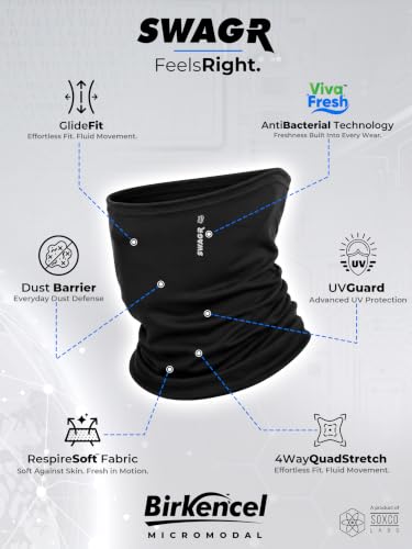 Image of SWAGR 3 Pack Micromodal Bandanas for Men & Women | Sun & Pollution Protection Face Mask for Bikers | RespireSoft Fabric with QuadStretch Technology | GlideFit Easy-to-Wear Design | SOXCO Style SP99