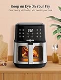 Air Fryer, PARIS RHÔNE 5.3 Quart with Viewing Window, 8-in-1 Toaster Oven Cooker with One Touch Control, Kitchen Appliance, Non-Stick & Dishwasher-Safe Basket & Detachable Tray, Black (PE-AF014)