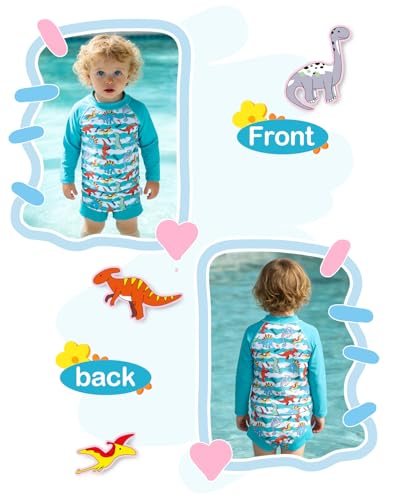 Image of ALVA 2 Pcs Long Sleeve Rash Guard Swim Diaper Sets, Baby Toddler Swimsuit UPF 50+ Sun Protection for Boy and Girl