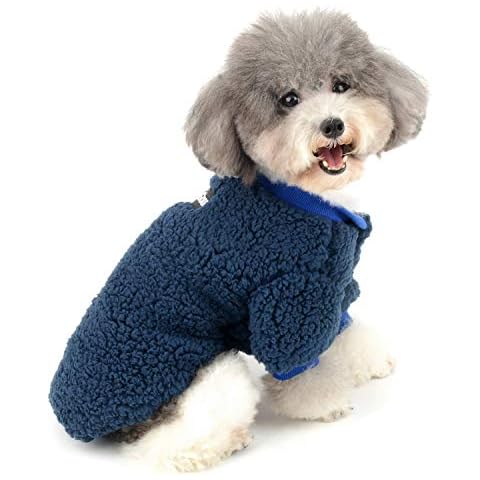 Zunea Wintermäntel für kleine Hunde Fleece Warm Hundepullover Sweater Welpen Winterjacke Chihuahua Katze Kleidung Haustier Jungen Mädchen Hundebekleidung Blau M Cover