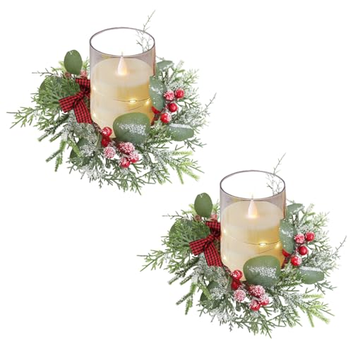2Pcs Weihnachtskerzen Ringe, 30CM Künstlicher Adventskranz,...