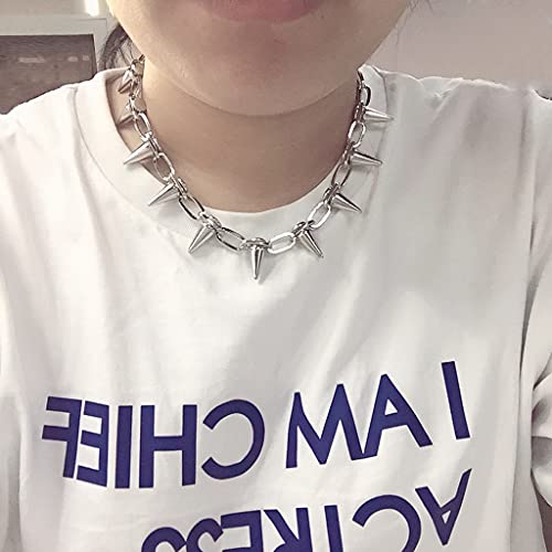 Spike Chokers for Women Choker Goth Necklaces Mens Chain Choker Collar Punk Streetwear Handmade Adjustable Vintage Rivet Jewelry4
