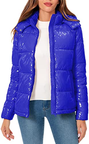 Amazon.com: CRISSREXO Women's Winter Hooded Shiny Puffer