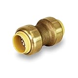 Pushlock UPSC12 Straight Coupling Pipe Fittings Push to Connect Pex Copper, CPVC, 1/2 Inch, Brass