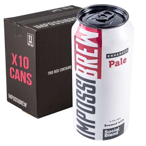 IMPOSSIBREW Enhanced Hazy Pale | Blend of Nootropics & Botanical Ingredients | 0.5% ABV Premium Non-Alcoholic Beer | British Small Batch Craft Ale | Award-Winning Alcohol-Free Beer | 440ml x 10 Cans