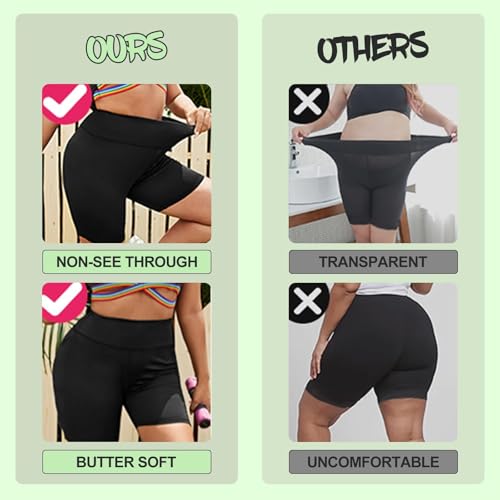 QGGQDD 3 Pack Plus Size Biker Shorts for Women – 8" High Waisted Black Shorts for Yoga Workout (2X 3X 4X)2