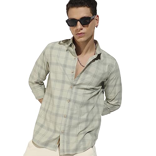 Image of CAHOOT Men's Button Up Regular Fit Shirt for Casual Wear | Regular Sleeve | Spread Collar | Button Closure | Shirts Crafted with Comfort Fit for Everyday Wear