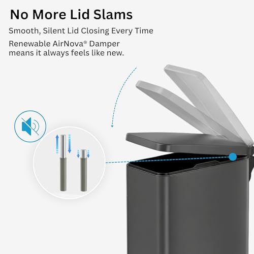 Image of iTouchless 3 Gallon / 12 Liter Outdoor Pet Waste Bin with AbsorbX Odor Filter - Stainless Steel Garbage Can with Lid & Pedal - Small Trash Can for Patio, Deck, Yard, and Garage, Matte Gray