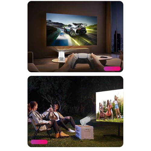 Garsent -Projektor mit WiF, Unterstützt 4K 1080P Tragbarer Projektor, 50 ANSI, 240° Drehbar, Automatische Trapezkorrektur, 15-80-Zoll-Bildschirm-Videoprojektor