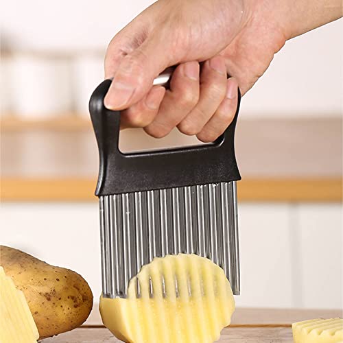 BROSEBEAQ Wave Cutter, Potato Cutter, Stainless Steel, French Wave Knife, Wave Knife for Vegetables, Fruit, Salad, Ripple Knife, Baby, Ripple Cutter for Fries - Image 5