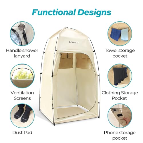 FOGATTI-Portable-Camping-Shower-Tent-with-Floor-69-FT-Extra-Tall-Shelter-with-3-Internal-Pockets-and-Carry-Bag-Outdoor-Privacy-Tent-for-Shower-Changing-Dressing-Wind-Proof-Oversize-Easy-Set-Up
