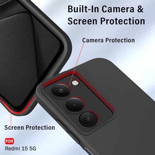 Image of TheGiftKart Liquid Silicon Back Cover Case for Mi Redmi 15 5G | Stylish Camera Protection Module | Micro-Fibre Lining Inside | Shockproof Back Cover Case for Redmi 15 5G (Silicone, Black)