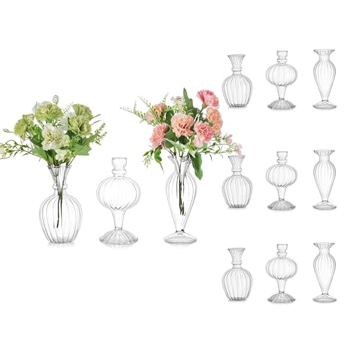 Petits vases transparents côtelés d'artisanat d'art pour réception - 2