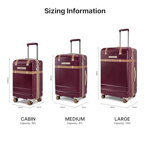 Image of uppercase Chester Medium Size Trolley Bag for Travel | 360 8 Wheels Hard Luggage with TSA Lock, Anti-Theft Zippers | Hard Sided Polycarbonate Suitcase for Both Men & Women (Maroon)