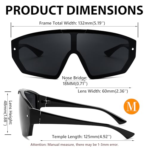 FEISEDY Women Sunglasses Oversized, One Piece Design, Vintage Trendy Square Sun Glasses B01924