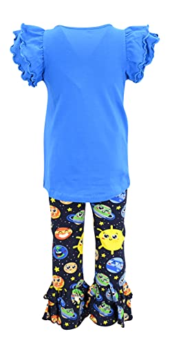 Image of Unique Baby 2 Piece Girls Double Ruffle Leggings Outfit with Short Sleeve Shirt Kid and Toddler Clothes Set