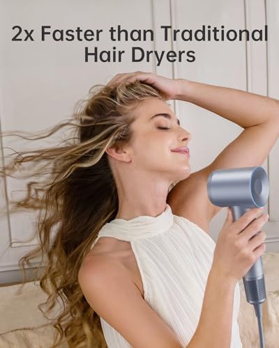 Laifen Hair Dryer, Negative Ionic Blow Dryer with 110, 000 RPM Brushless Motor for Fast Drying, High-Speed Low Noise Thermo-Control Hairdryer with Magnetic Nozzle, for Home, Travel(Silver)