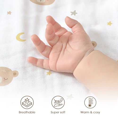 Image of Bear Baby Blankets for Boys Girls, Soft Nursery Minky Blankets with Muslin and Dotted Fleece Back 30x40 inches, Receiving Bed Quilt for Newborn, Infants, Toddlers