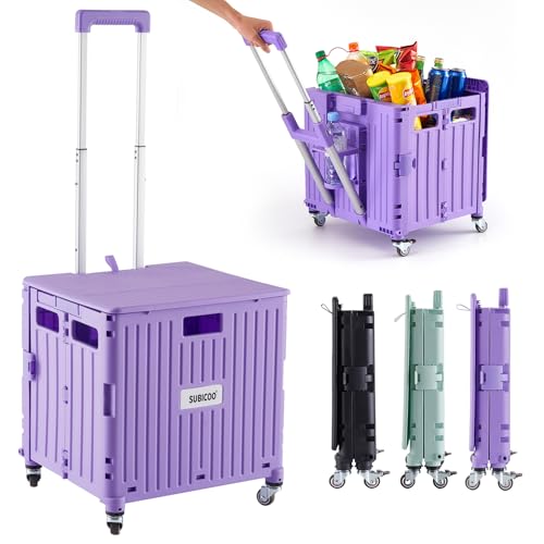 Folding Utility Cart Portable Rolling Crate Handcart...