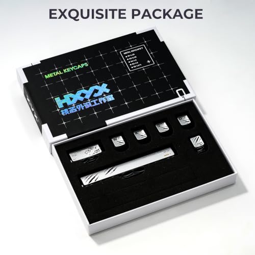 Image of XVX Aluminum Metal Silver Keycaps, 7Keys WASD+ESC+Enter+Space Keyboard Keycap, CNC Machined Hollow-Out Design, Cherry Profile, Compatible for MX Switches Mechanical Keyboard (Holy Beasts White Tiger )