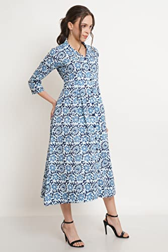 Image of COTLAND Fashions Jaipuri Cotton Flared A-Line Dress for Women