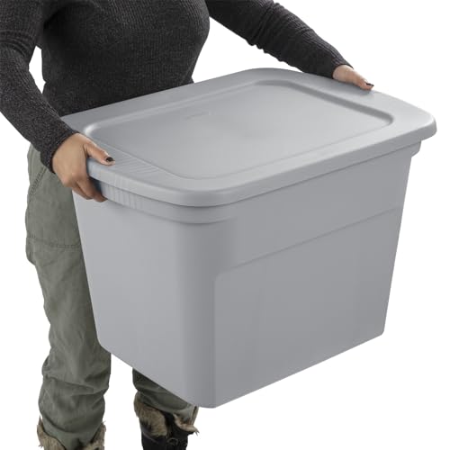 Sterilite 18 Gal Storage Tote, Stackable Bin with Lid, Plastic Container to Organize Clothes in Closet, Basement, Gray Base and Lid, 8-Pack - Image 5