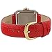 Peugeot Women Two-Tone Tank Shape Dress Watch with Designer Leather Wrist Band, Red