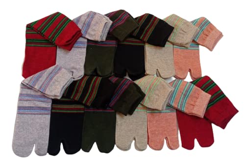 Justin dustin Women Cotton Stripes Ankle Thumb Socks-Pack of 12 Pairs Combo Free Size
