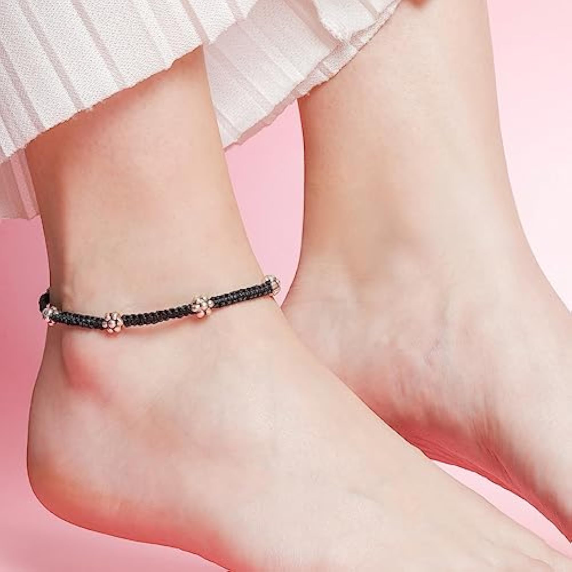 Women's 925 Sterling Silver Modest Floral Thread Anklet
