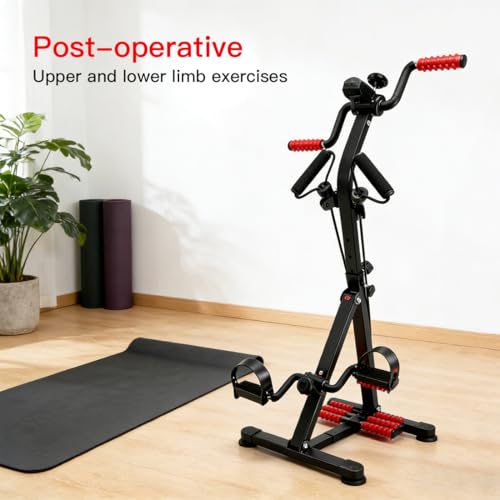 Image of 3-in-1 Pedal Exerciser with Resistance Bands, Under Desk Bike for Seniors Arm & Leg Workout, Adjustable Tension Floor Cycle with Massage Rollers, Seated Mobility Equipment