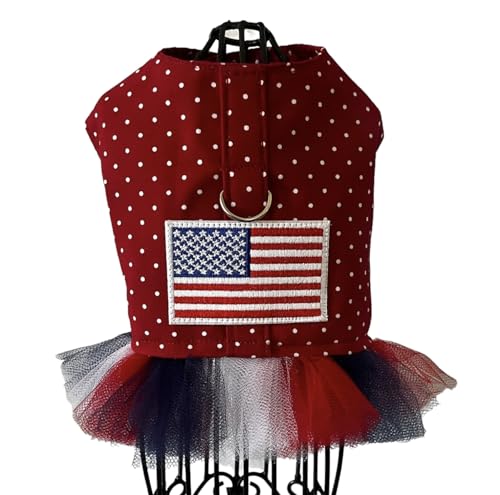 Patriotic Dog Dress, Two Styles. Handmade. Multiple Sizes (S, American Flag)