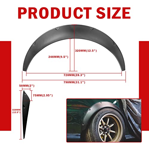 Universal 2"/50Mm Flexible Fender Flares Kit Set Of 4, Wide Body Wheel Arch Protectors For Cars, Suvs And Off-Road Vehicles #TOP1