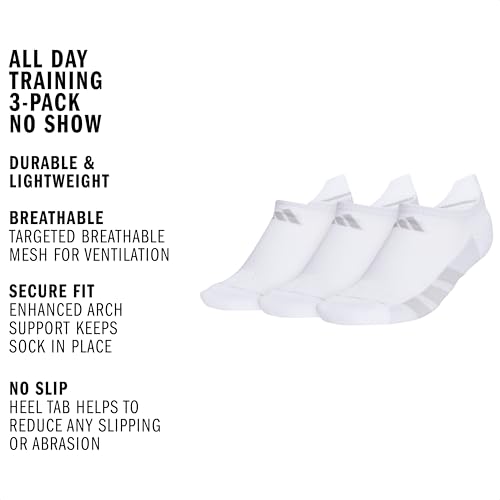 Image of adidas Women's All Day Training Socks 3 Pairs | 3-Pack, Targeted Cushioning, Arch Support, Breathable Moisture-Wicking, Reinforced Heel & Toe, All-Day Comfort