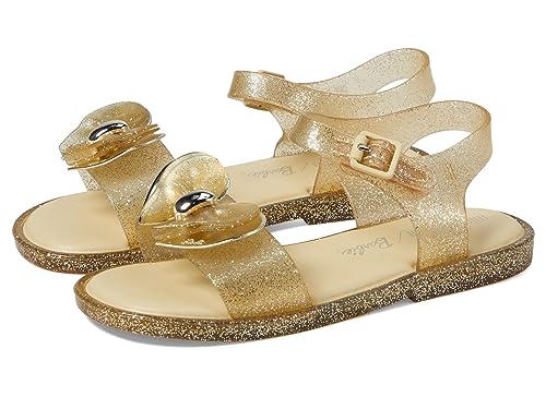 mini melissa Girl's Mini Mar Sandal + Barbie (Toddler/Little Kid) Yellow Glitter 8 Toddler M