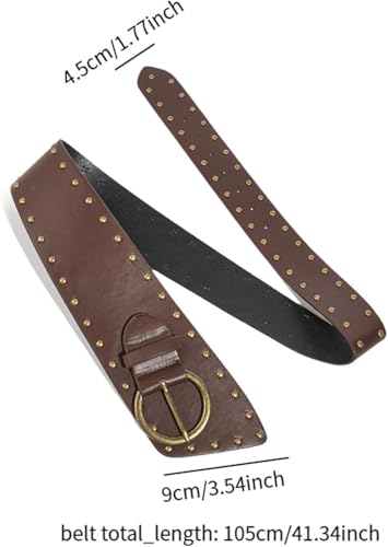 Rock Studded Genuine Leather Belts Punk Style Waist Band for Women Jeans 105cm4