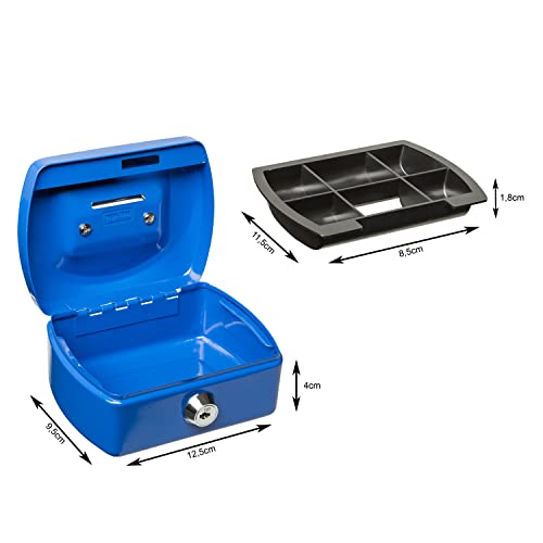 Idena 50033 - Geldkassette Mini, Größe 125 x 95 x 60 mm, Farbe Blau, 1 Stück