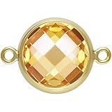 14Kt Gold Filled 8mm Checkerboard Champagne 3A CZ Connector - 1Pc (11373)/1