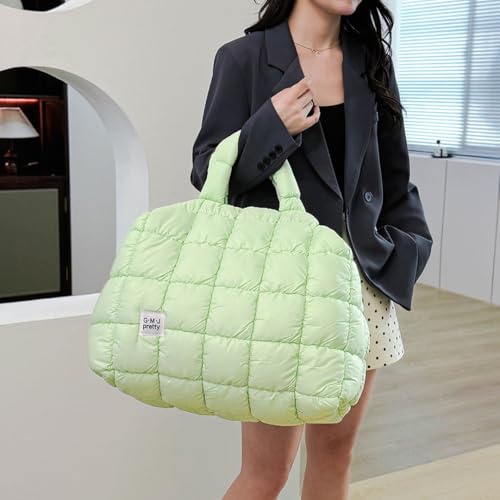 Puffer Tote Bag Quilted Duffle Bag for Women Puffy Crossbody Overnight Shoulder Handbag Large Weekender Bags Gym Travel3