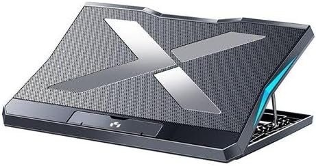 Q3 Laptop Cooling Pad with 6 Fans, Adjustable Fan Speed, 6-Level Ergonomic Height Stand, Metal Mesh Heat Dissipation for Gaming and Office Laptops