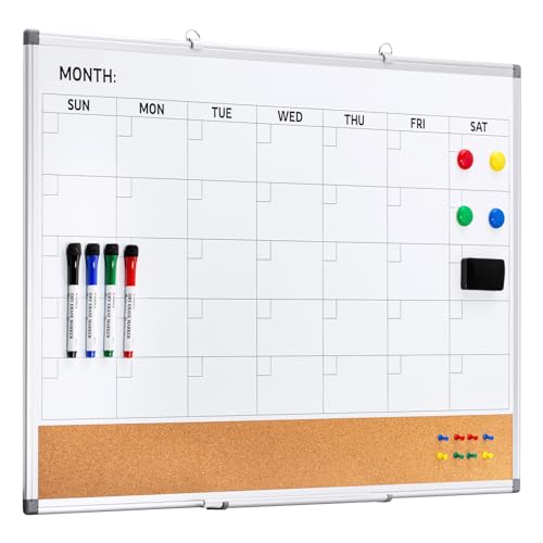 Comix Dry Erase Calendar Whiteboard Corkboard Combo, 36 * 24 inch...