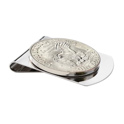 US 1971 1972 1973 1974 1977 1978 Eisenhower Dollar BU Uncirculated REVERSE Coin Stainless Steel Wide Design Large Money Clip NEW - American Eagle Landing on the Moon2