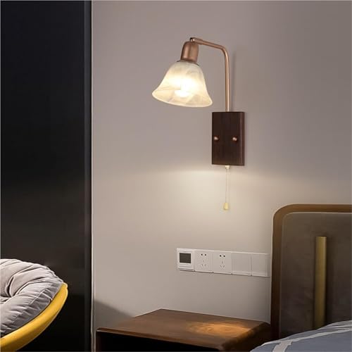 Aplique de pared de metal y vidrio con interruptor para dormitorio 4