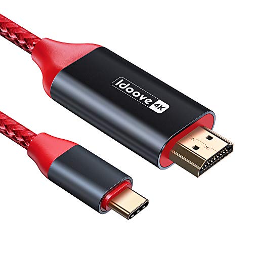 Idoove Câble USB C vers HDMI 4K 60Hz, câble USB Type-C vers HDMI tressé (compatible Thunderbolt 3) pour MacBook Pro 2018/2017, MacBook Air 2018、iPad Pro、Dell XPS, Surface Book 2, Samsung S10 S9 Cover