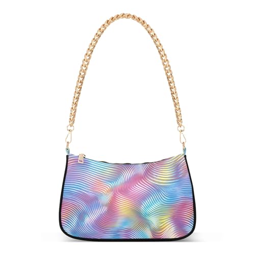 Clutch Shoulder Bags Tote Evening Purse Handbags for Women Tie Dye Stripes Rainbow Pattern Hobo Bags with Zipper Closure