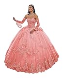 Off The Shoulder Puffy Quinceanera Party Dresses Tulle Sweet 16 Dresses Princess Formal Ball Gown Coral